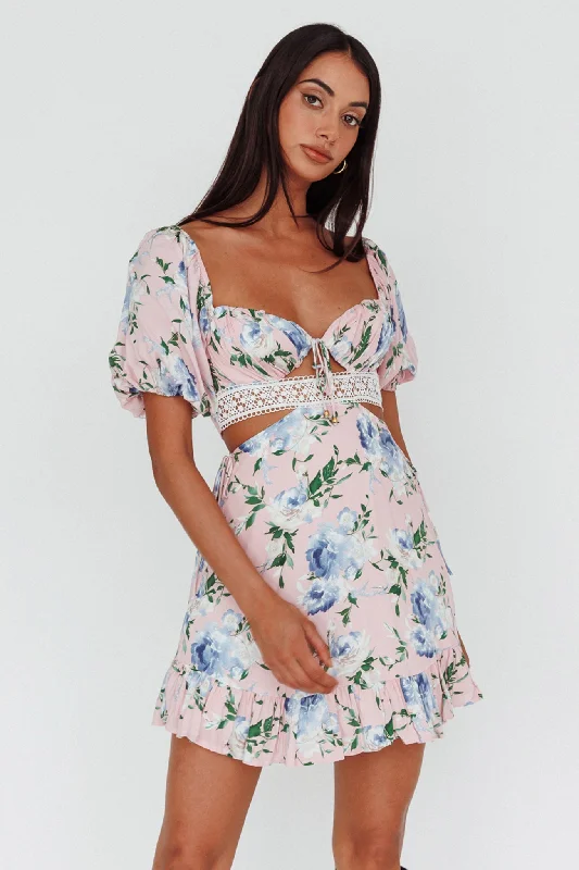 Sweet Romance Cut-Out Mini Dress Pink Classic Women's Pin - striped