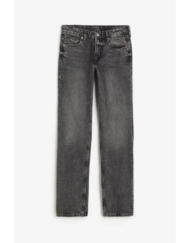 Weekday Straight Regular Jeans Grey Wash Athletic Women's High - 