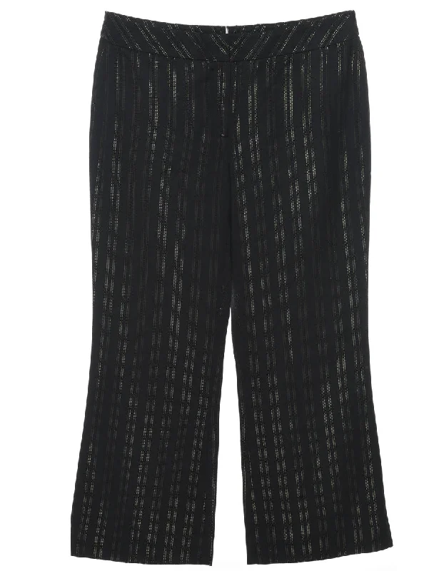 Striped Black Trousers - W32 L26 Stylish Women's Neon