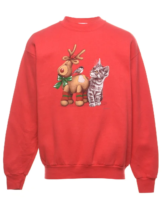 Red Christmas Sweatshirt - M Confident Women's Power