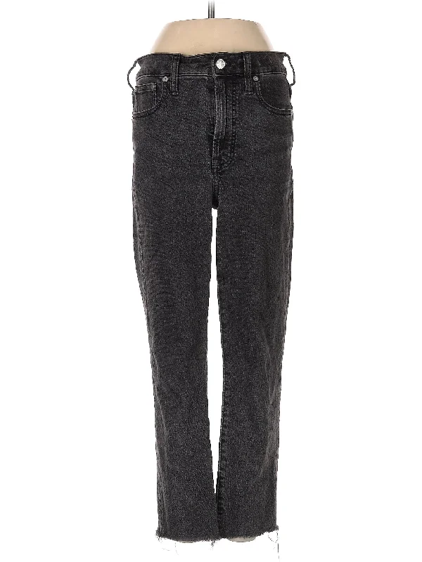 High-Rise Straight-leg Jeans in Dark Wash Classic Women's Pin - striped