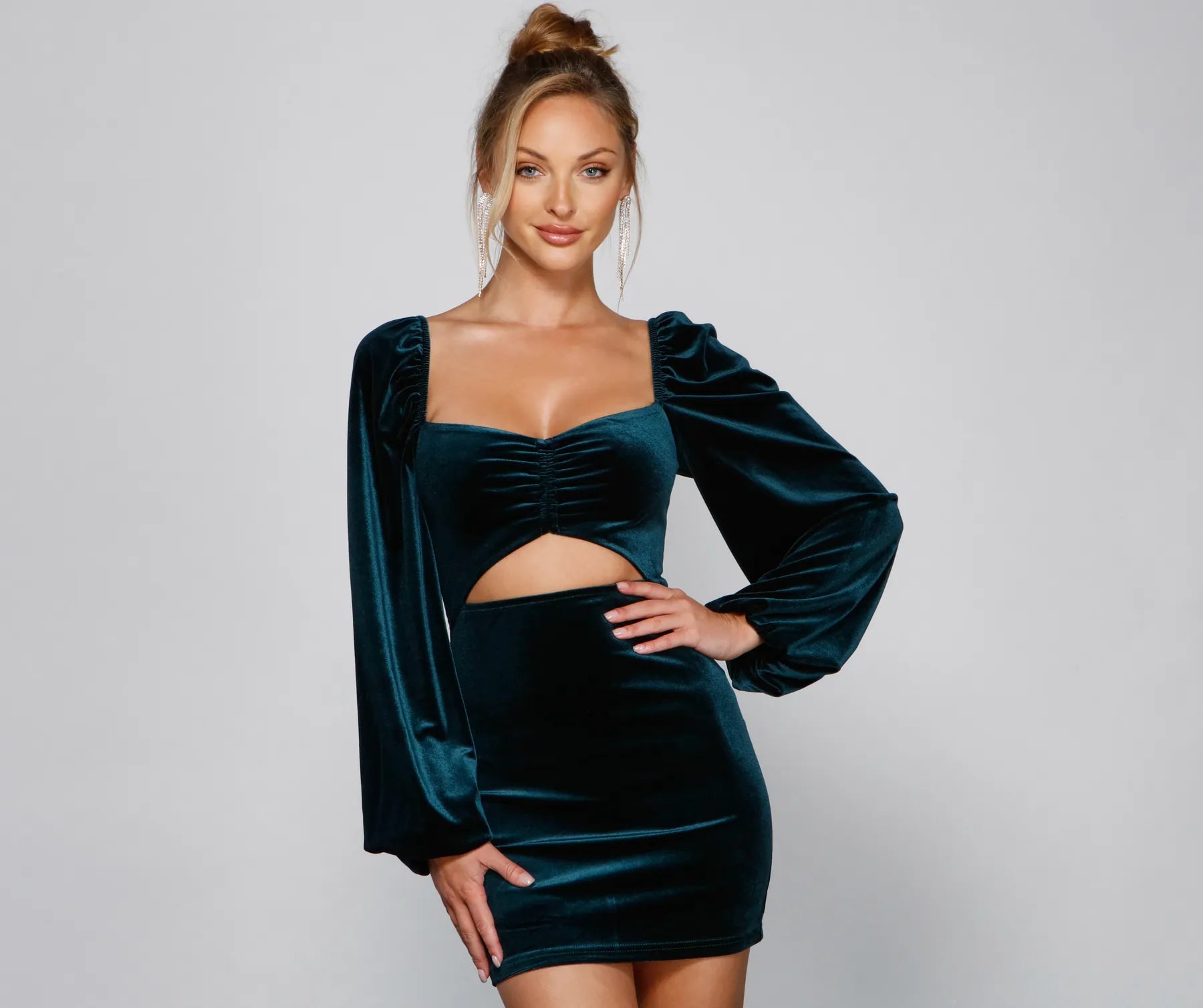 First Impressions Velvet Cutout Mini Dress Classic Women's Tweed