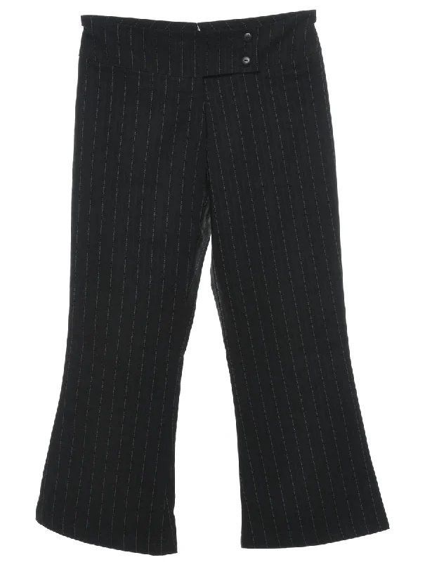 Black Striped Trousers - W30 L25 Elegant Women's Formal 