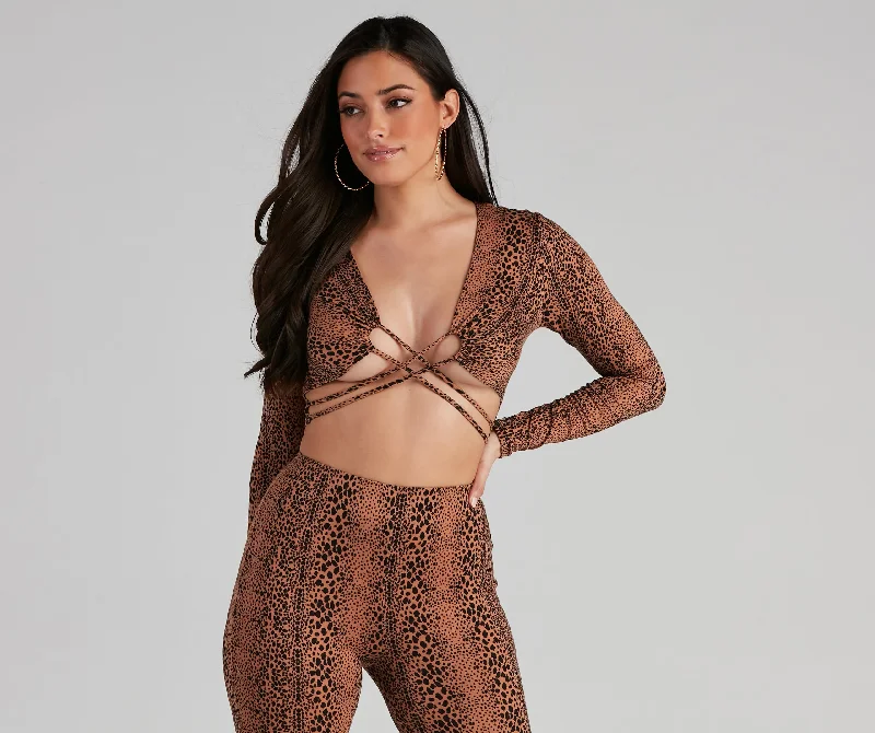 Leopard Spots Strappy Crop Top Bold Women's Animal Print