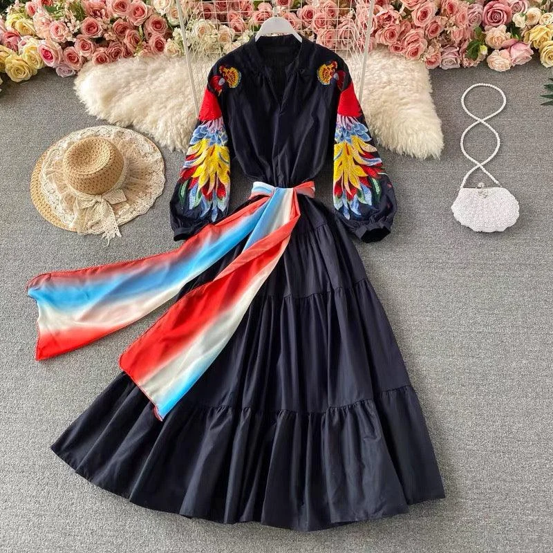Farrah Luxury Embroidered Dress Relaxed Women's 