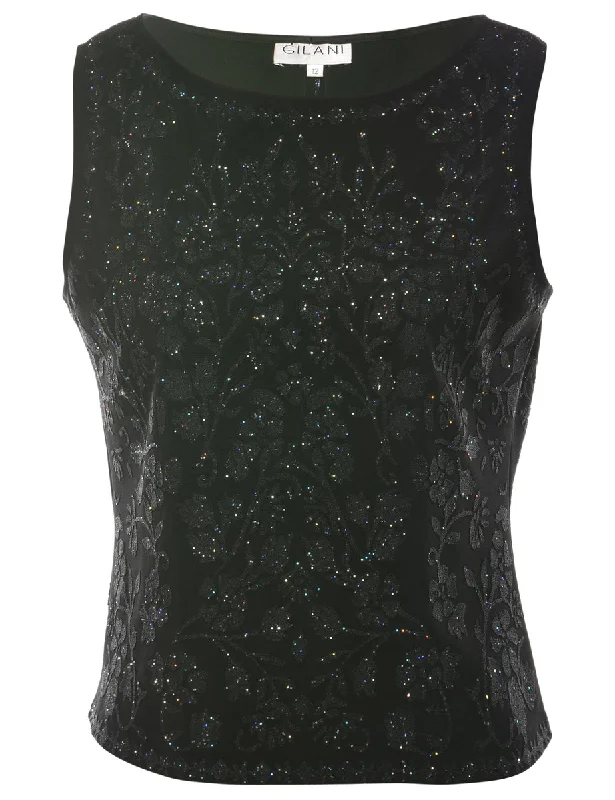 Black Evening Top - M Earthy Women's Hemp - based