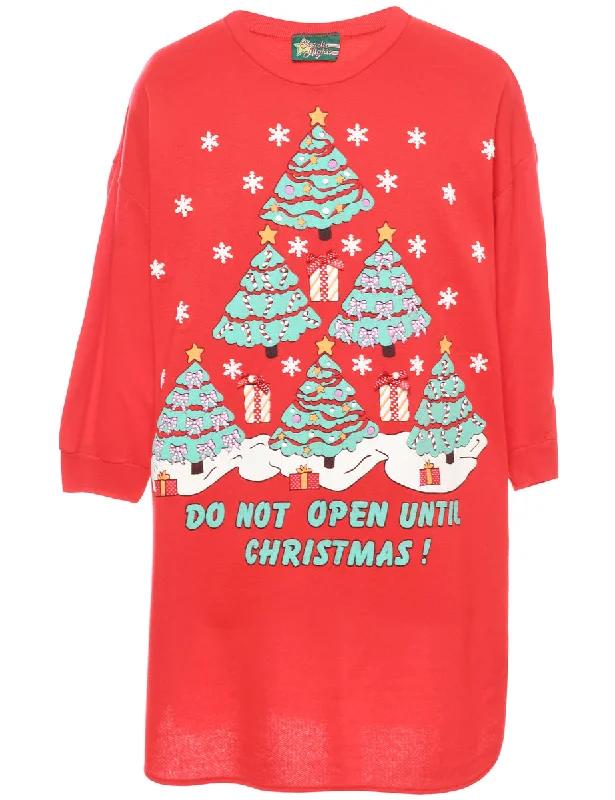 Christmas Tree Print Sweatshirt - L Compression