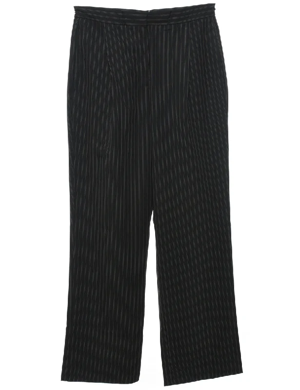 Dark Brown Striped Trousers - W30 L31 Traditional Women's 