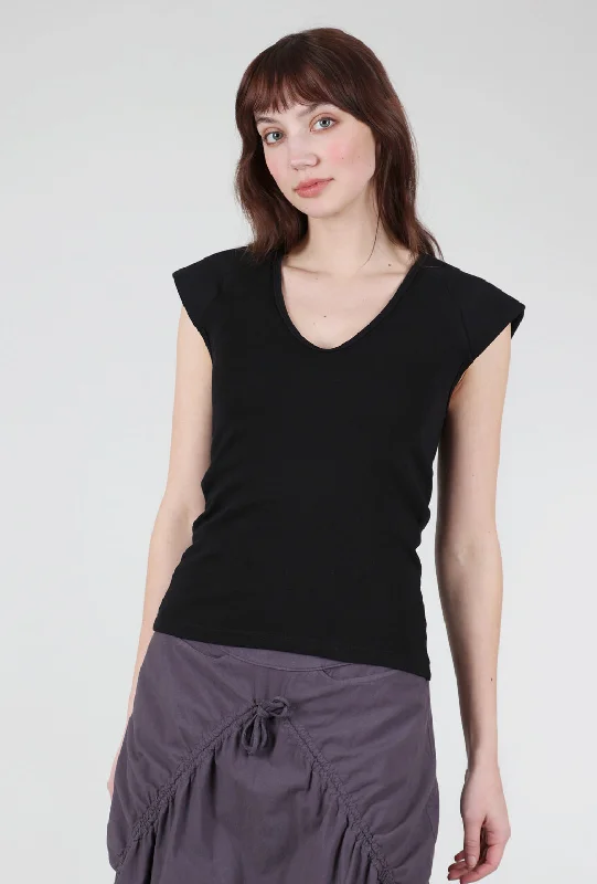 Strong Shoulder Top, Black Confident Women's Power