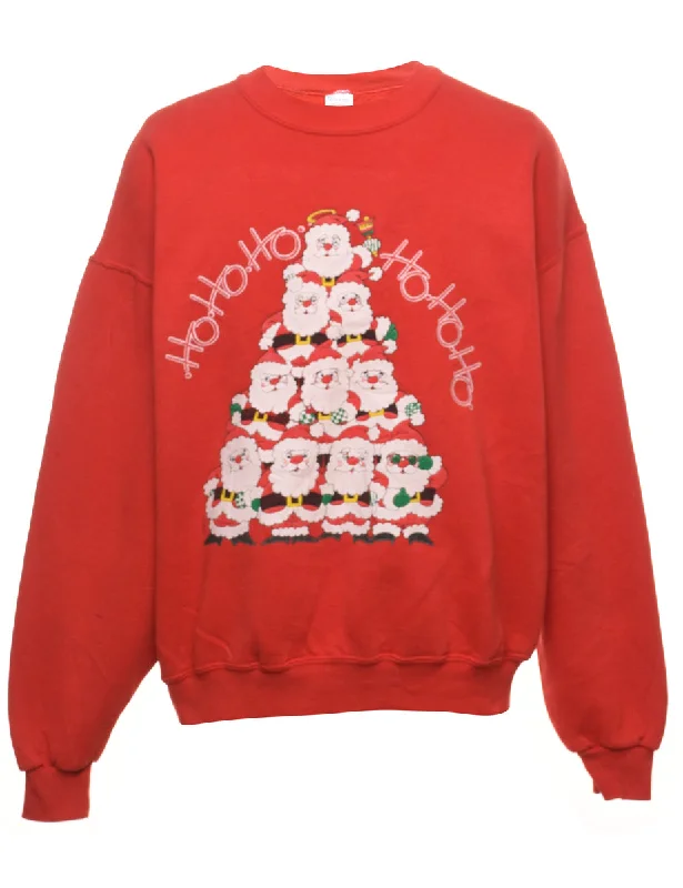 Red Christmas Sweatshirt - L Classic Women's Tweed