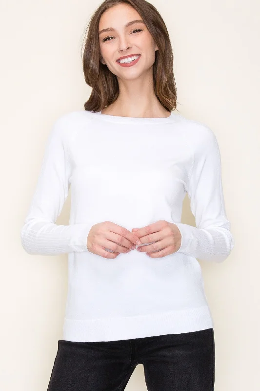 Ivory Knit Long Sleeve Top Sophisticated Women's Tailored