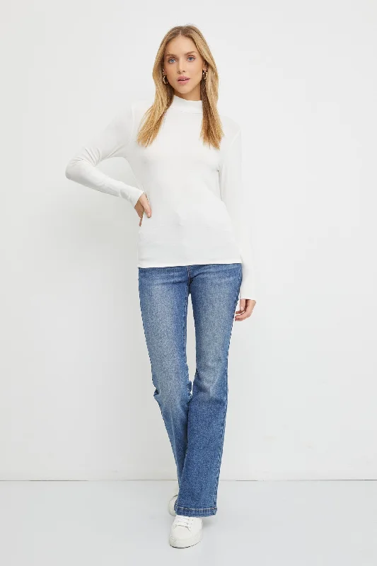 Ivory Soft Turtle Neck Top Contemporary 