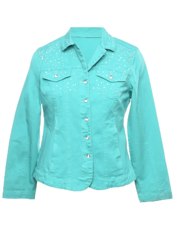 Turquoise Denim Jacket - M Dapper Women's 1920S