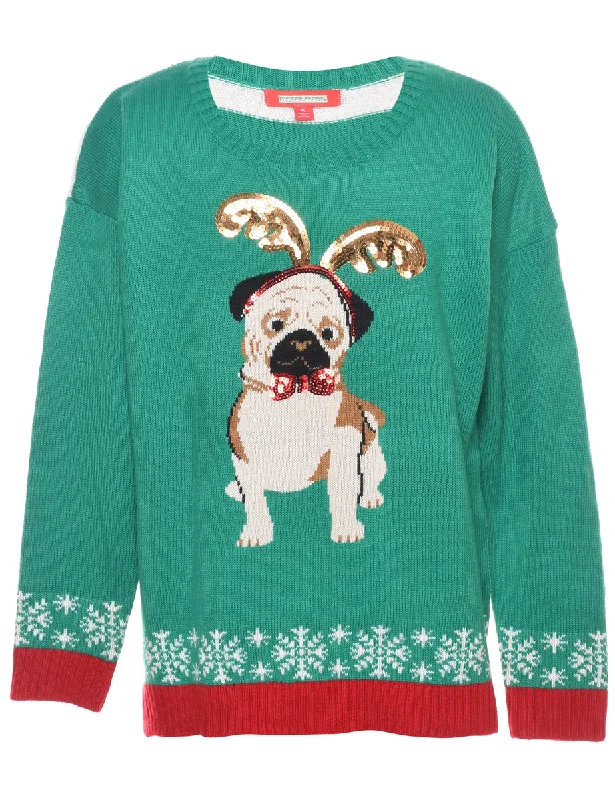 Animal Design Christmas Jumper - XL Preppy Women's College