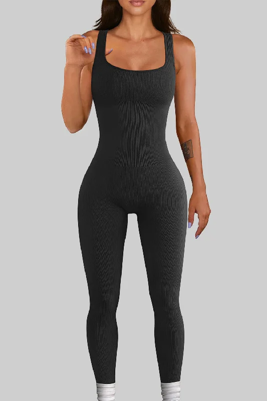 Square Neck Wide Strap Jumpsuit Unique Women's Upcycled