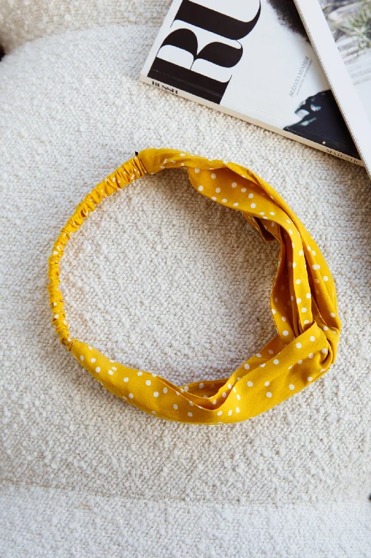 Top Knot Headband Spotted Yellow Monochromatic Office Style