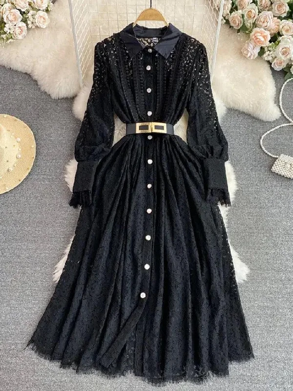 Black Haven Lace Detailed Maxi Dress Athletic Women's High - 