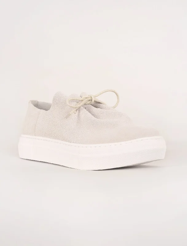 Gathered Sneak, Pale Gray Traditional Women's Wool