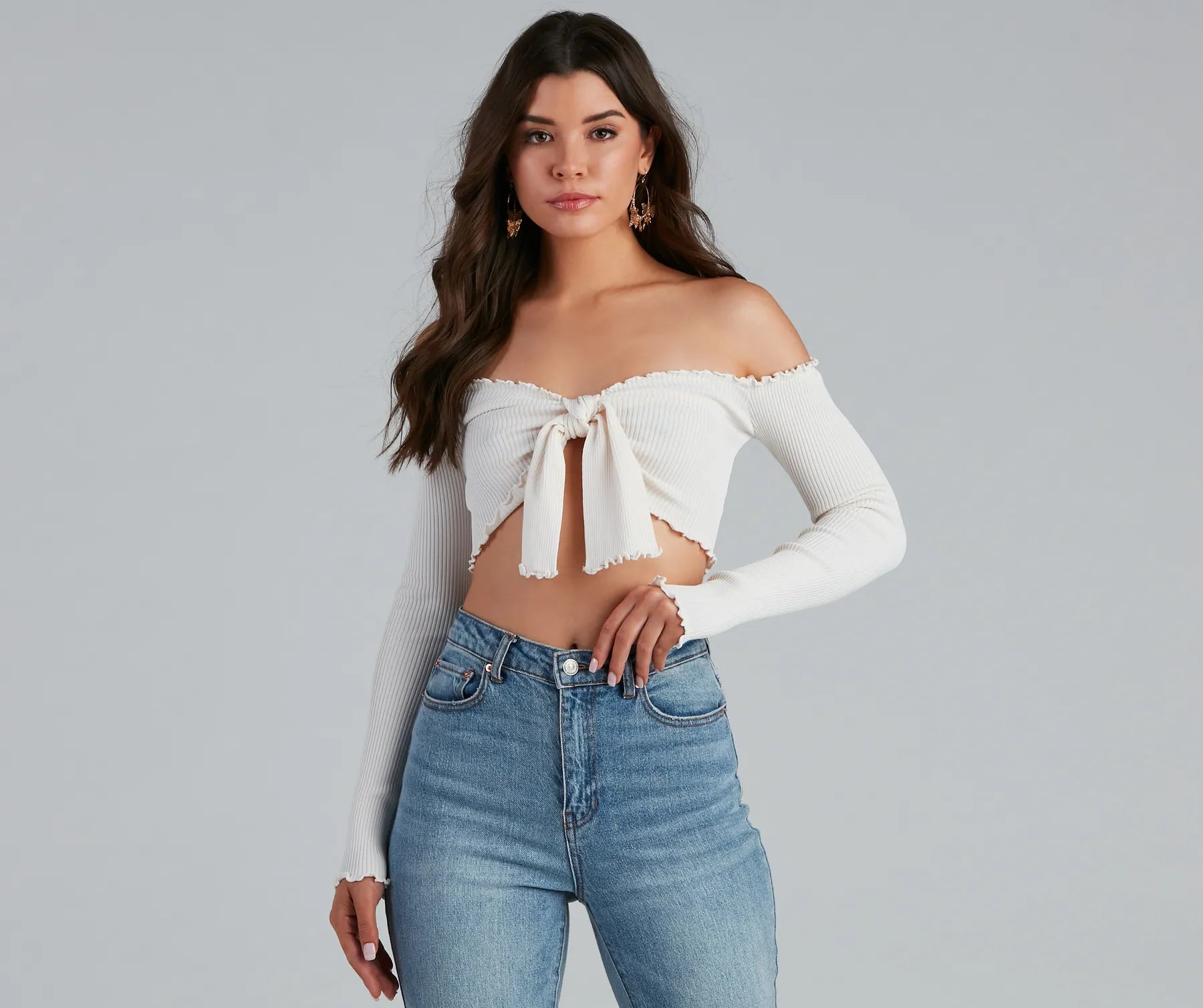 A Trendy Look Tie-Front Crop Top Youthful Women's Pop