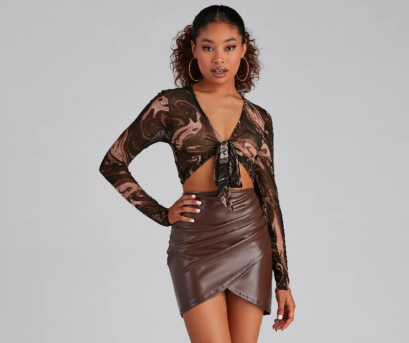 Lose Your Marbles Tie-Front Top Cozy Women's Winter