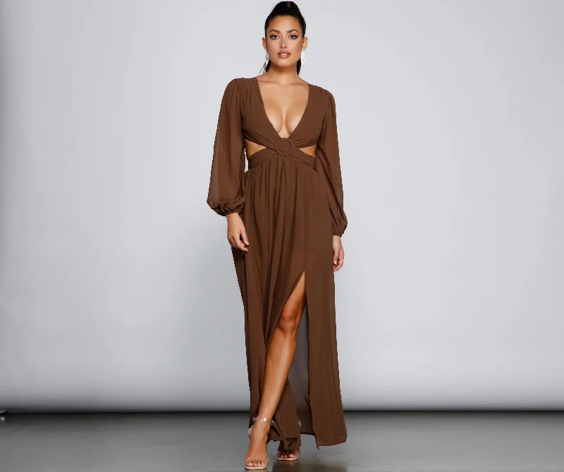 New Heights Chiffon Cutout Maxi Dress Practical Women's Multi - 