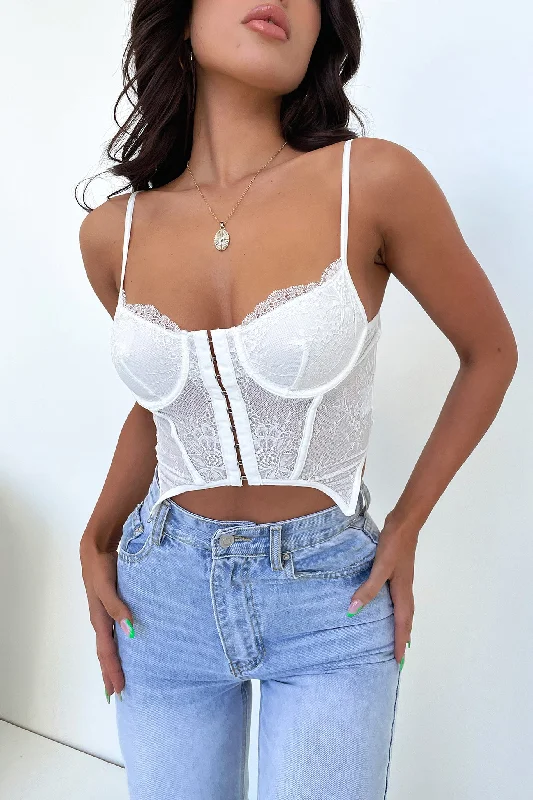Spencer Bustier - White Youthful Women's Anime - inspired