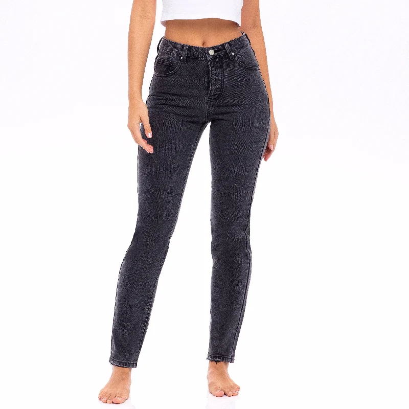 Faded Black Wash,  High Waisted Jeans  - The Marigold Feminine Women's Soft 