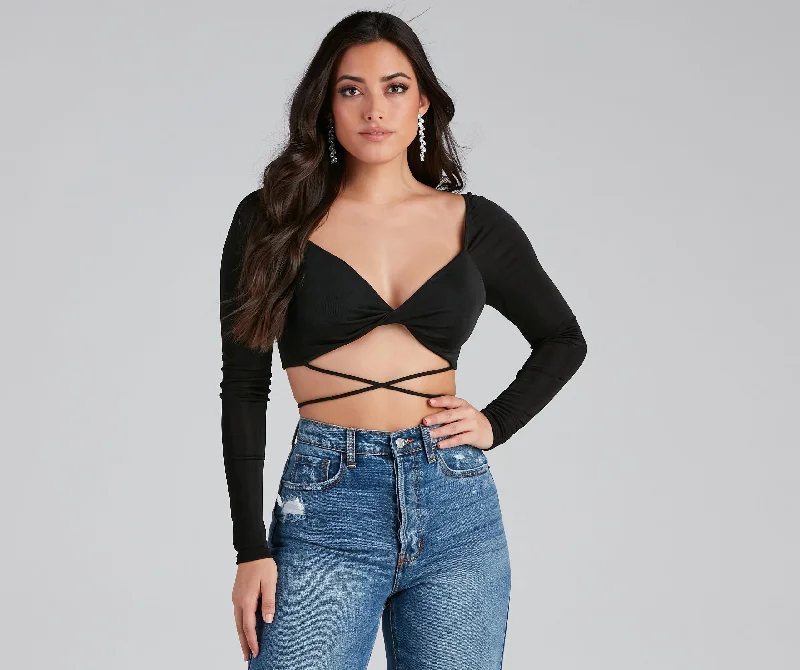 Your Moment Slinky Wrap Crop Top Minimalist Women's Casual