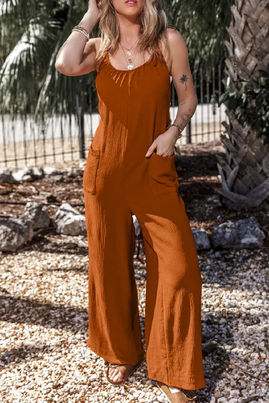 Scoop Neck Spaghetti Strap Jumpsuit Artistic Women's Avant - 