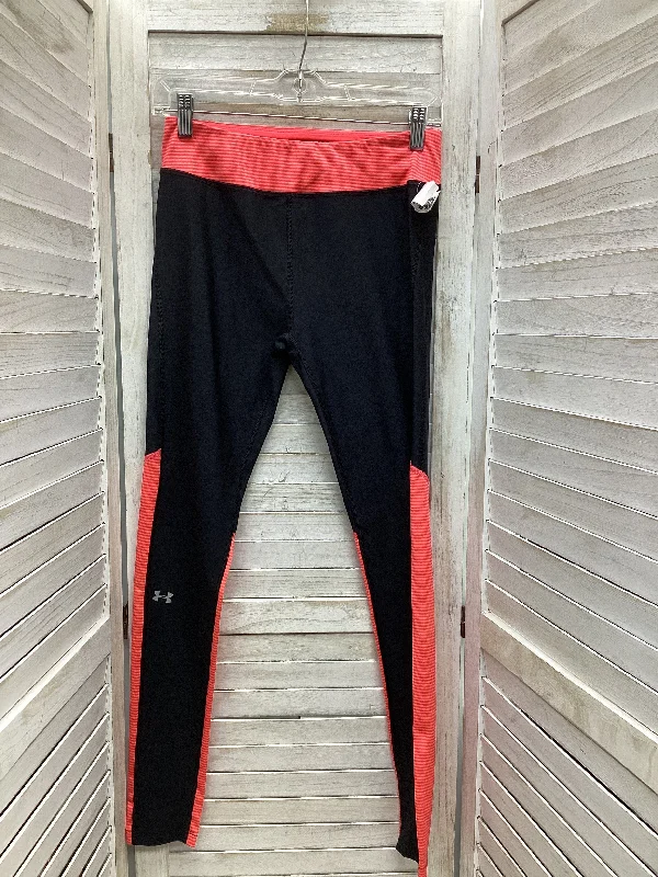 Athletic Leggings By Under Armour In Black & Orange, Size: M Artistic Women's Hand - painted