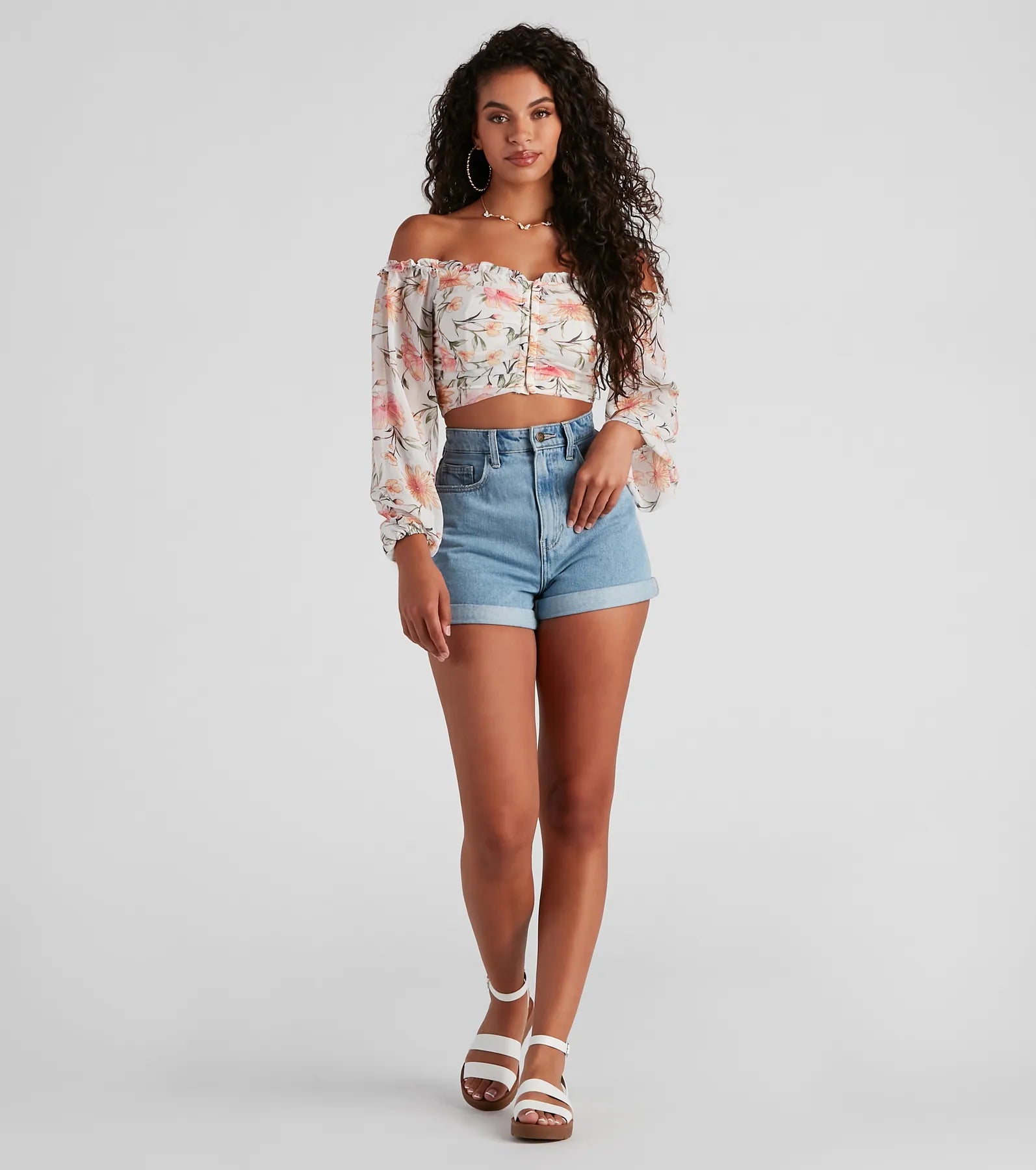 Floral Story Chiffon Corset Top Polished Women's Silk