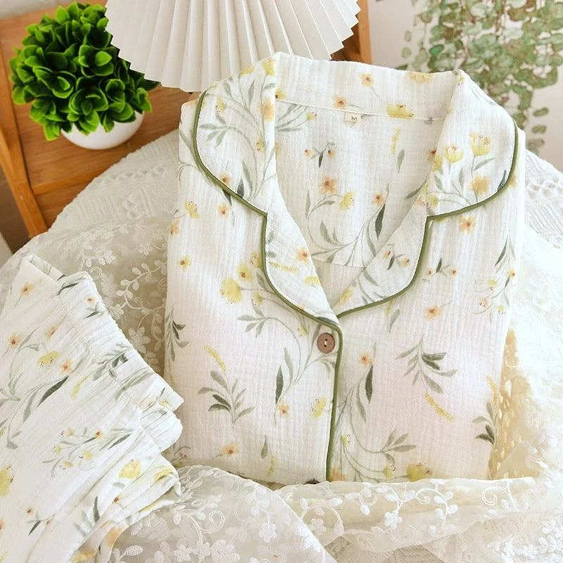 Melly Floral Cotton Nightsuits Dapper Women's Bow - adorned
