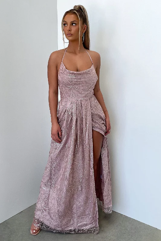 Samara Maxi Dress - Rose Gold sequin Dynamic Women's Moto