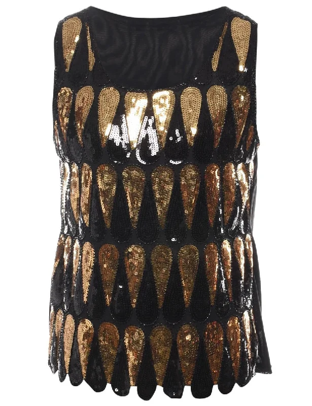 Beaded Party Top - M Sleek Women's Metallic
