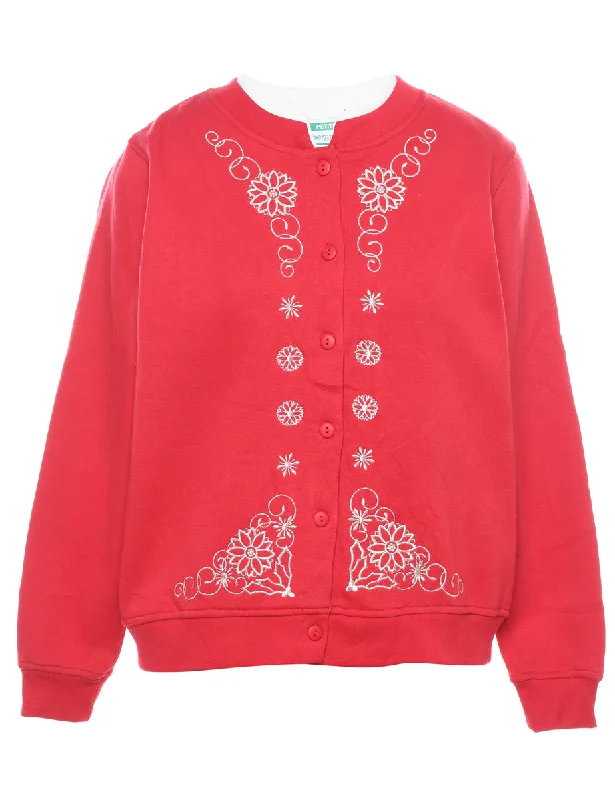 Red Christmas Sweatshirt - L Cozy Women's Winter