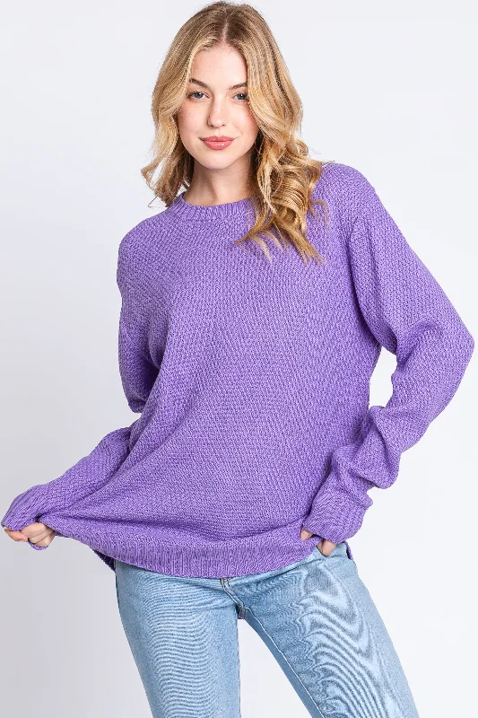Lavender Knit Pullover Sweater Trendy Women's 