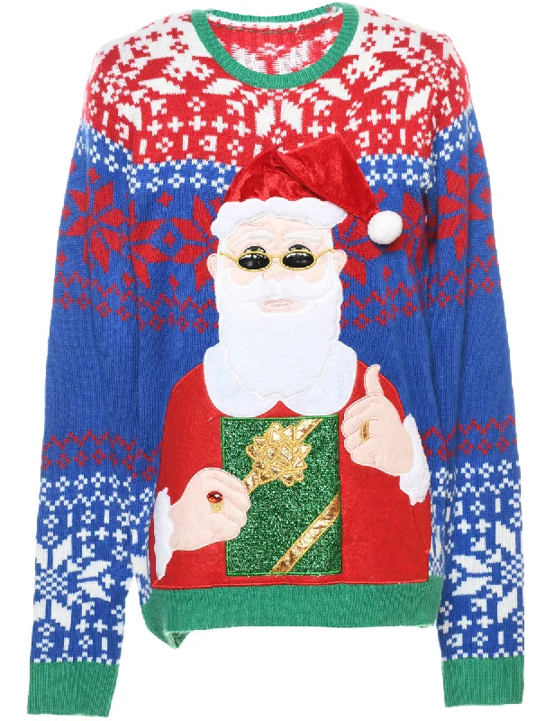 Santa Claus Christmas Jumper - M Cool Women's Skate