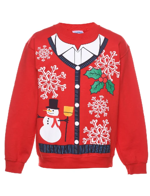 Snowman Christmas Sweatshirt - S Laid - back Women's Vibe