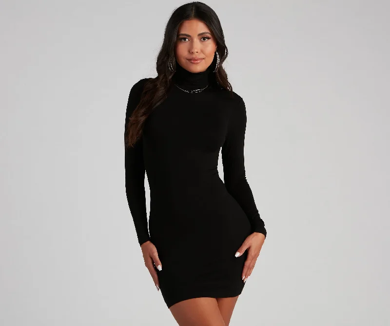 Back To Basics Turtleneck Mini Dress Women