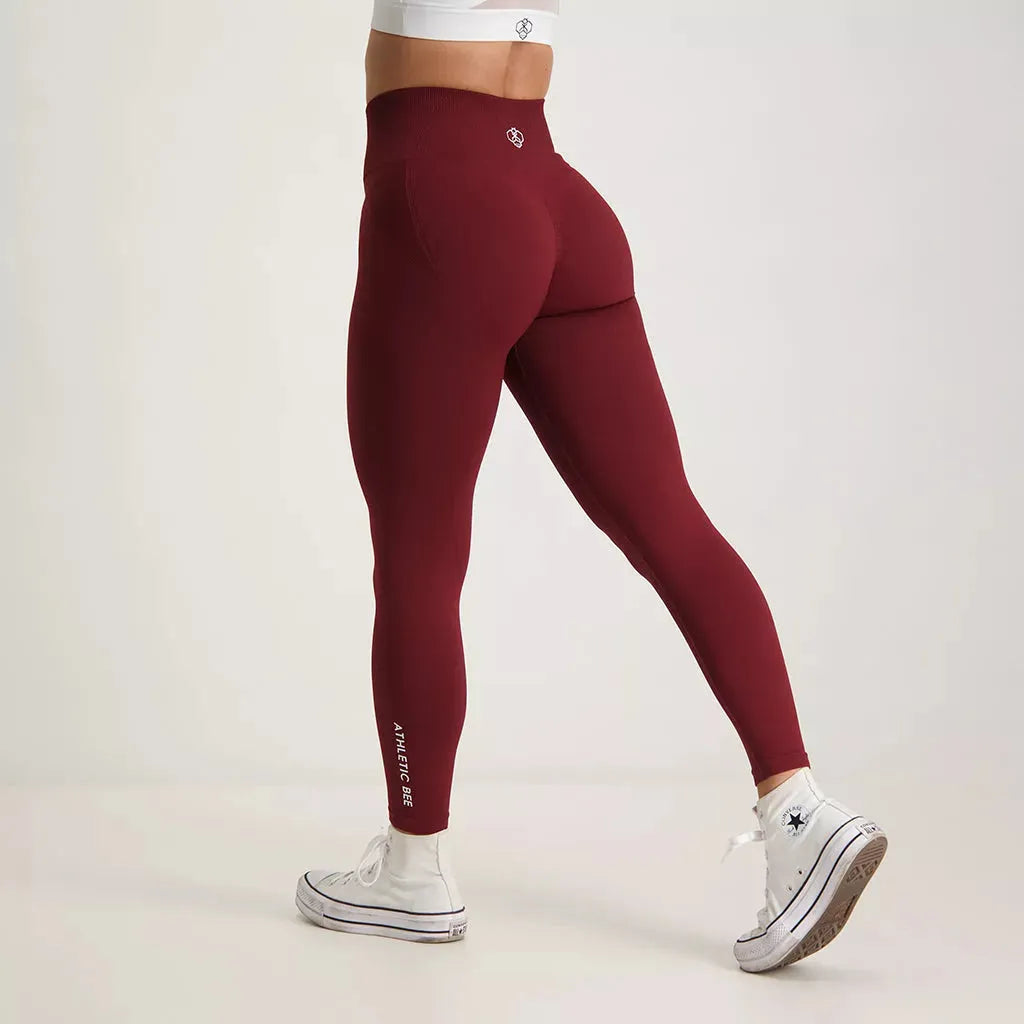AB Scrunch Legging Bordeaux Artistic Women's Hand - painted