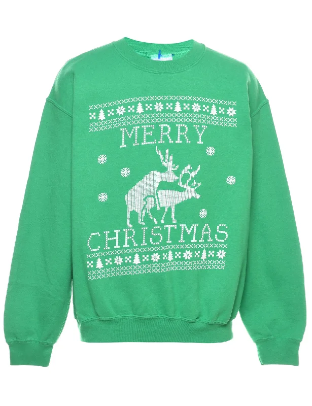Festive Season Christmas Sweatshirt - M Polished Women's Silk