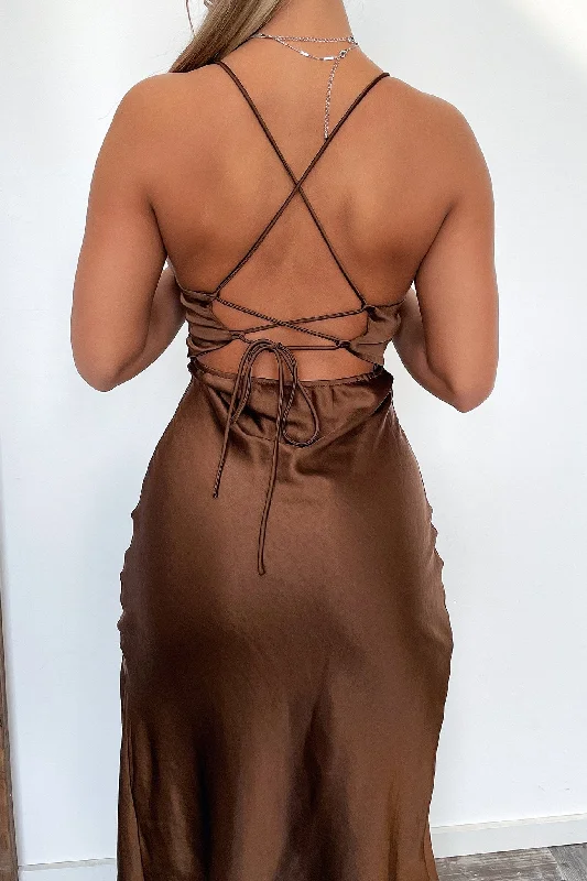Zafari Midi Dress - Brown Sophisticated Women's Tailored