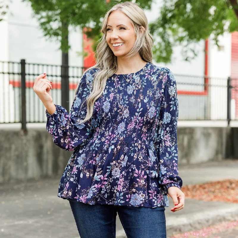 Wallflower Kisses Top, Blue Sophisticated Women's Tailored