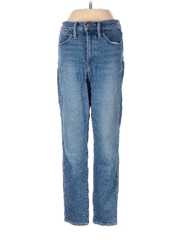 High-Rise Straight-leg Jeans in Medium Wash Stylish Women's Neon