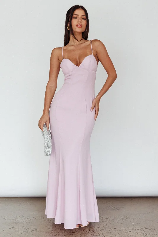 Dreaming Of Paris Bodycon Mermaid Maxi Dress Lilac Youthful Women's Pop