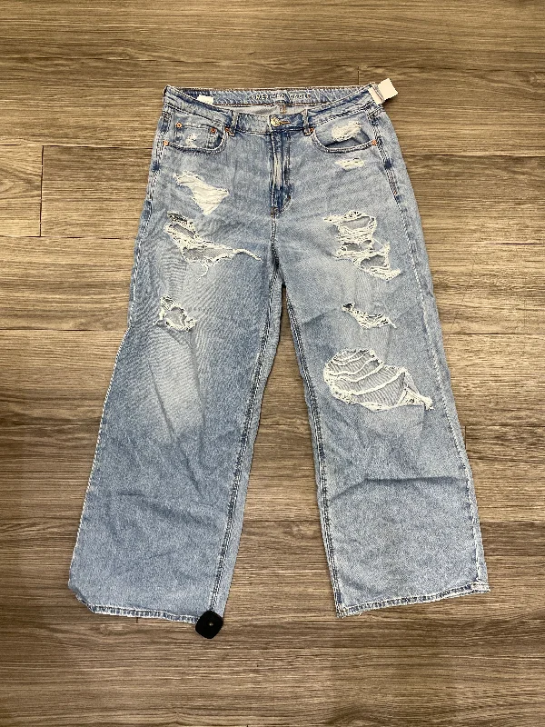 Jeans Wide Leg By American Eagle In Blue, Size: 12 Cool Women's Distressed