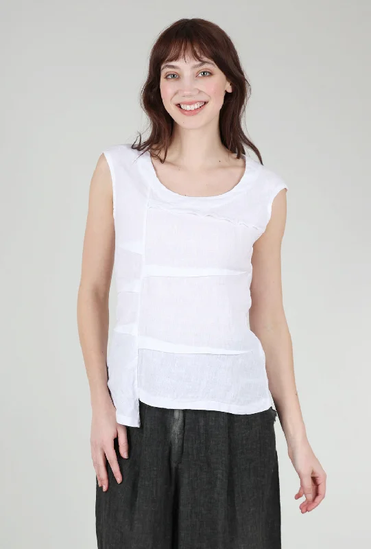Ribbed-Back Linen Shell, White Practical Women's Quick - dry