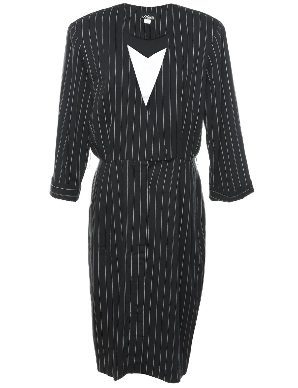 Striped Dress - L Laid - back Women's Style