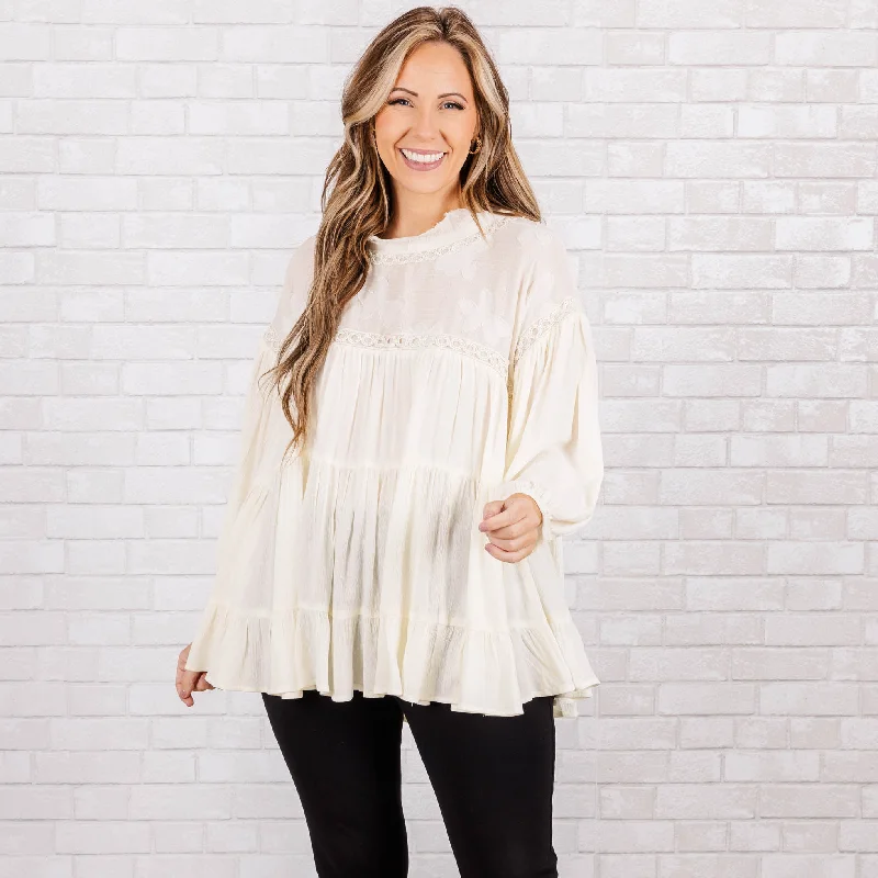 Pretty Soul Top, Cream Youthful Women's Pop