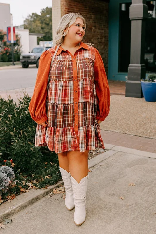 Fall Vibes Plaid Mini Dress Curves garde